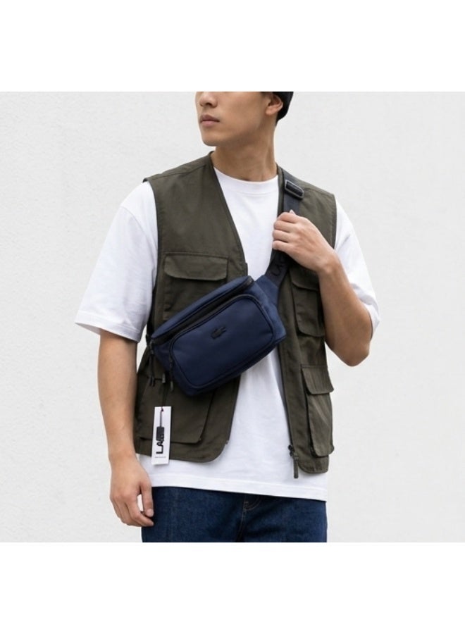 Lacoste Men's Navy Nylon Triple Zipper Waist Bag - Image 3
