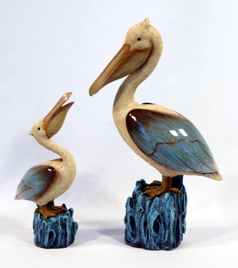 SC Hand Painted Pelican Bird with Baby Figurine 11.75"" & 7.25"" (Set of 2) - Image 2