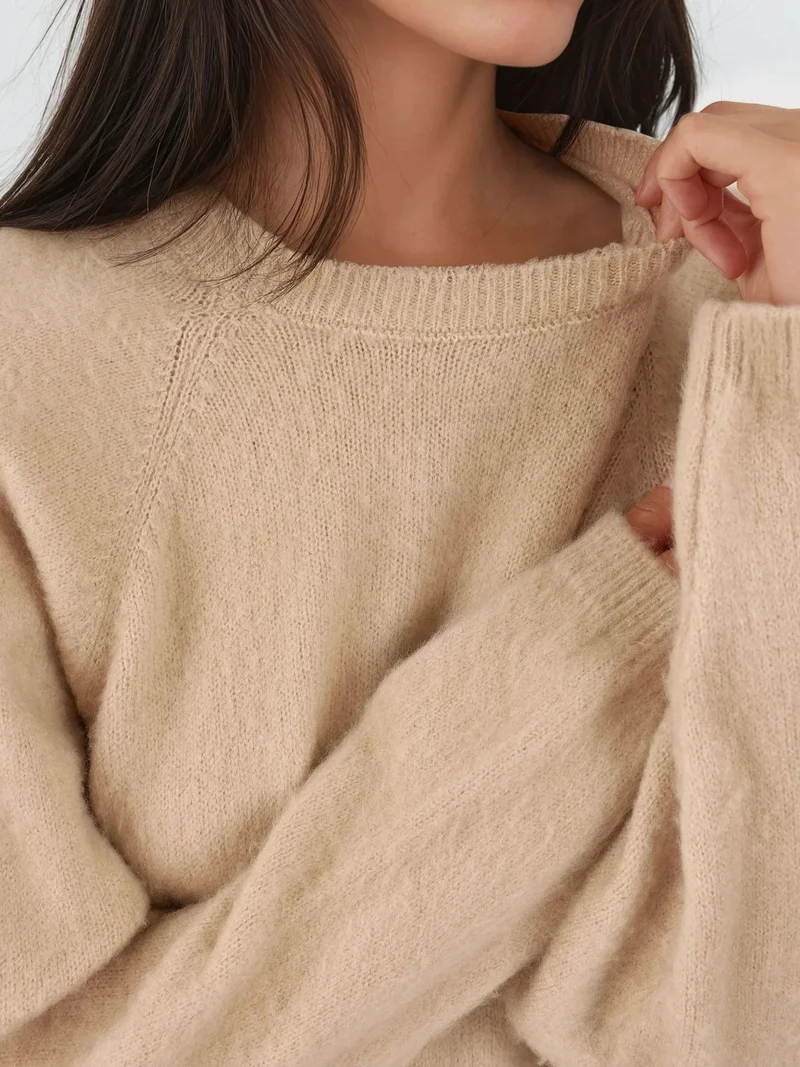 زوبعة Soft Textured Crew Neck Basic Sweater
