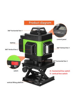 Kiboule 16 Lines 4D Laser Level Horizontal Vertical Line Laser, Included 2 Pieces Rechargeable Battery, Remote Control, Portable Carrying Bag, Magnetic Rotating Stand UK Plug  - Image 3