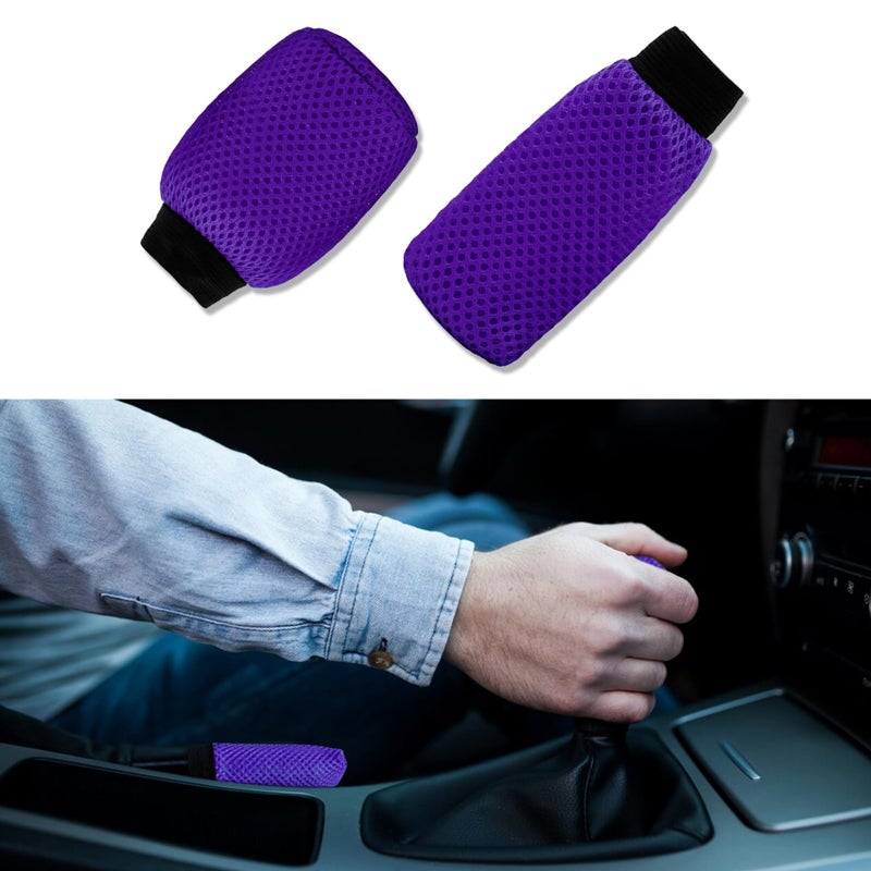 Kutyun 2 PCS Car Gear Shift Knob Cover Car Handbrake Cover AntiSlip Breathable Comfortable Handbrake Gear Shift Protector Car Interior Accessories Universal for Most Car - Image 3