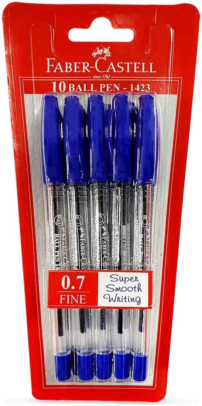 Faber-Castell 1423 Ball Pen 0.7mm Box of 10 Blue Pens - Image 1