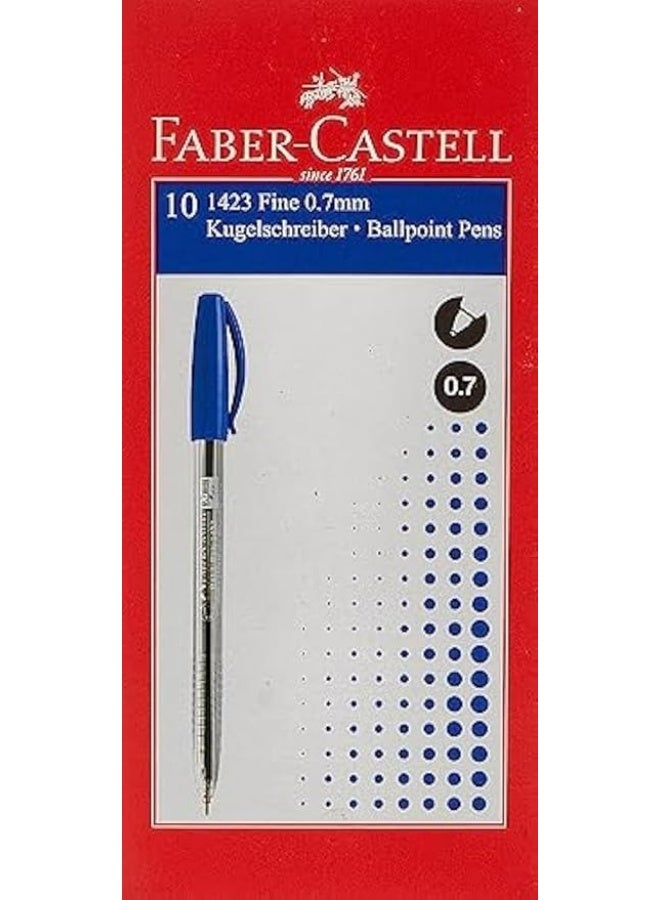 Faber-Castell 1423 Ball Pen 0.7mm Box of 10 Blue Pens - Image 5