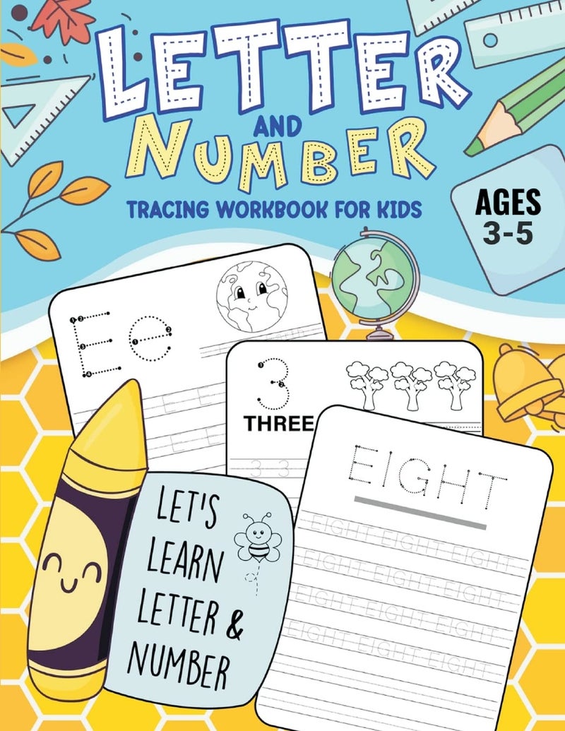 Letter and Number Tracing Workbook: Practice Pen Control with Letters - Traceable Letters for Pre-K and Kindergarten for Ages 3-5  - Image 1