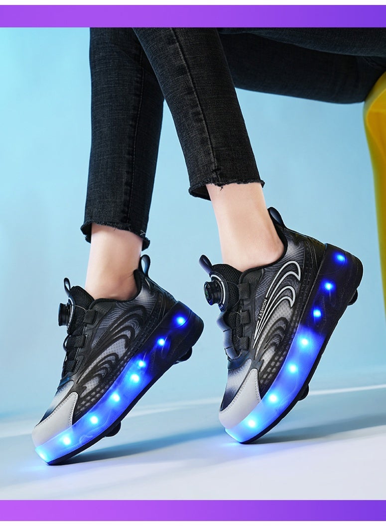 Kids Roller Skates Shoes 4 Wheels Roller Shoes Boys Girls Wheel Shoes Roller Sneakers Shoes for Beginner More Balanced - Image 2