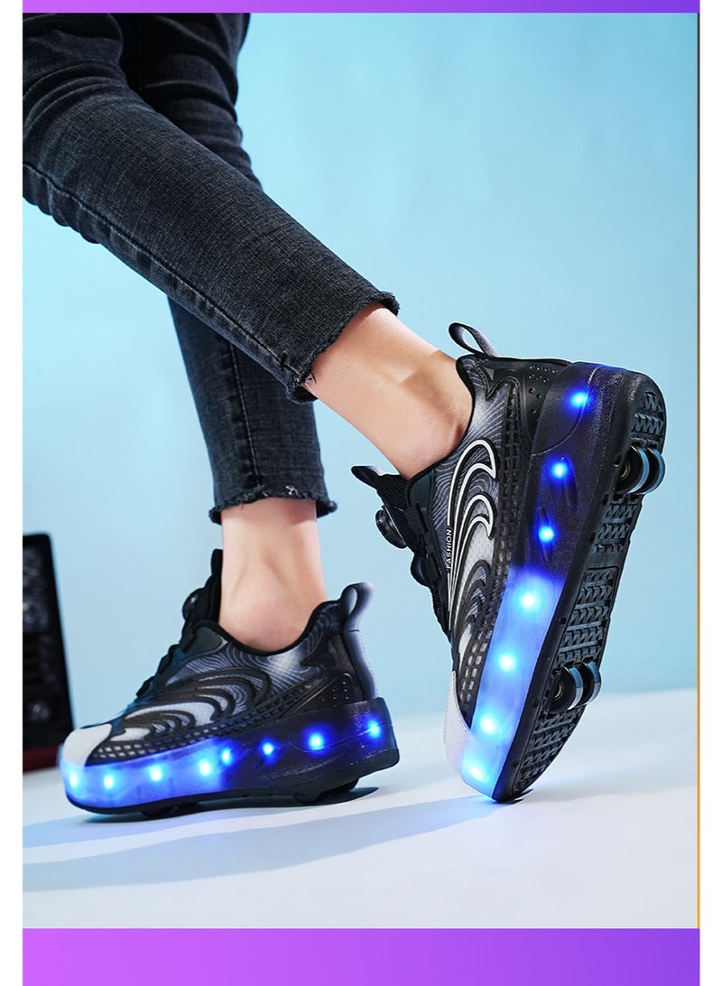 Kids Roller Skates Shoes 4 Wheels Roller Shoes Boys Girls Wheel Shoes Roller Sneakers Shoes for Beginner More Balanced - Image 3