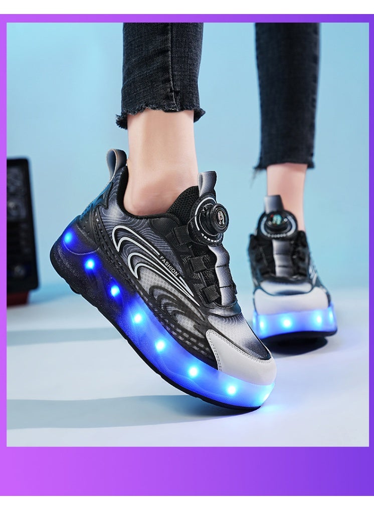 Kids Roller Skates Shoes 4 Wheels Roller Shoes Boys Girls Wheel Shoes Roller Sneakers Shoes for Beginner More Balanced - Image 4