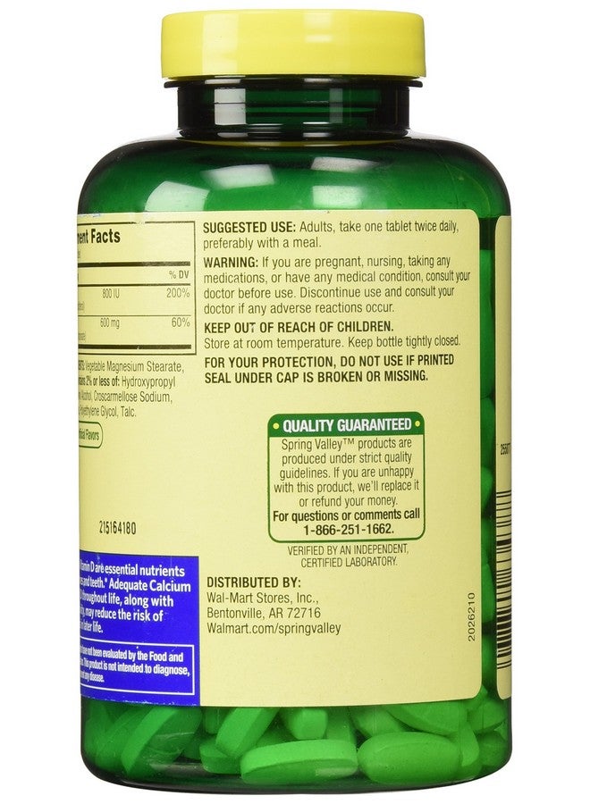 SPRING VALLEY فيتامين د الطبيعي لصحة العظام من سبرينغ فالي - 600 ملغ و250 قرص - Image 3