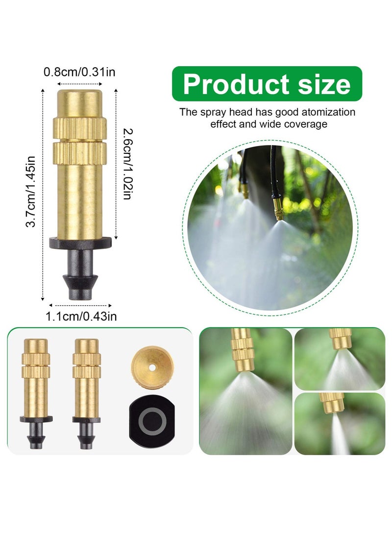 Excefore Irrigation System Copper Nozzle, 30Pcs Adjustable Spray Nozzle, Garden Water Cooling System Irrigation Greenhouse Vegetables Lawn Watering Nozzle - Image 2