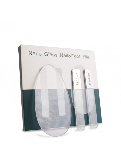 RedFlow Nail Buffer Set Contains 2 Nano Glass Nail Files and 1 Nano Glass Foot File,Professional Manicure Set,Nail Files for Natural Nails Removing Calluses,Dead Skin,Dry and Cracked