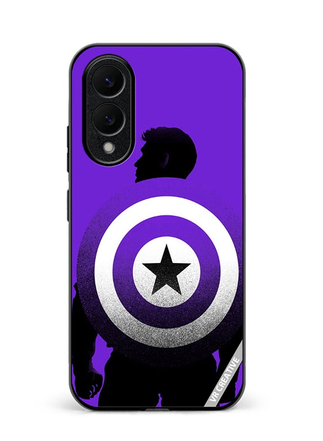VR CREATIVE Protective Case Cover For Samsung Galaxy S25 Edge Purple Captain America Design Multicolour