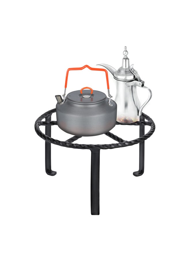 AL SANIDI Round Fire Stand, Portable mini barbecue charcoal grill for picnics, Black, Size 26 Cm  - Image 3