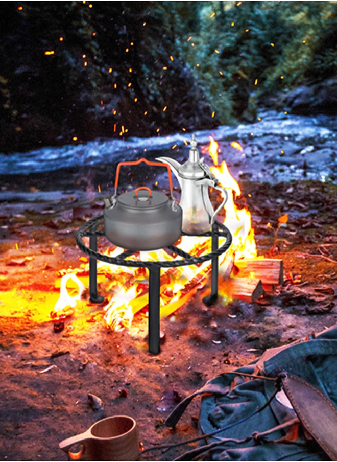 AL SANIDI Round Fire Stand, Portable mini barbecue charcoal grill for picnics, Black, Size 26 Cm  - Image 4