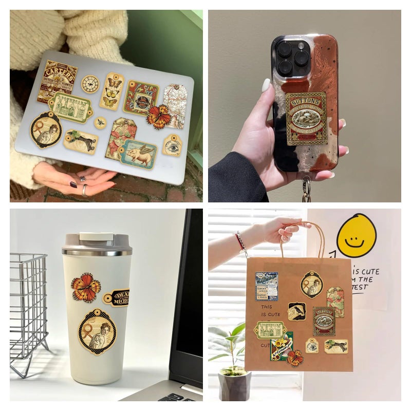 PRSTINCOL 116Pcs Vintage Stickers - Junk Journal Supplies - Waterproof Cute Aesthetic Stickers for Adults, Water Bottles, Planners - Durable Sticker Pack - Image 5
