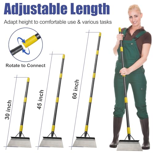 REILEIHODE Garden Shovel: Heavy Duty Ice Scraper with Metal Flat Head, Multifunctional 60in Long Handle Floor Scraper for Breaking Removing Hard Ice on Driveway Walkway Road - Image 3