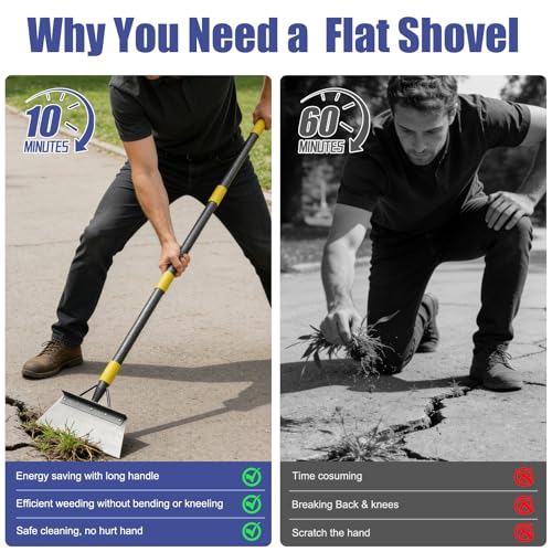 REILEIHODE Garden Shovel: Heavy Duty Ice Scraper with Metal Flat Head, Multifunctional 60in Long Handle Floor Scraper for Breaking Removing Hard Ice on Driveway Walkway Road - Image 4