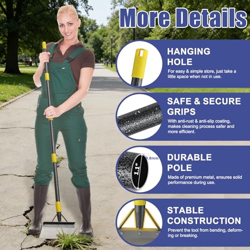 REILEIHODE Garden Shovel: Heavy Duty Ice Scraper with Metal Flat Head, Multifunctional 60in Long Handle Floor Scraper for Breaking Removing Hard Ice on Driveway Walkway Road - Image 5