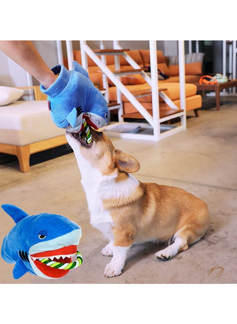 KASTWAVE Squeaky Plush Dog Toy,Funny Stuffed Dog Rope Toy for Small Medium Dogs,Cute Puppy Teething Chew Toy for Interactive Training,Durable Dog Tug Toy for Boredom and Stress,Soft Shark Pet Toy with Squeaker - Image 2