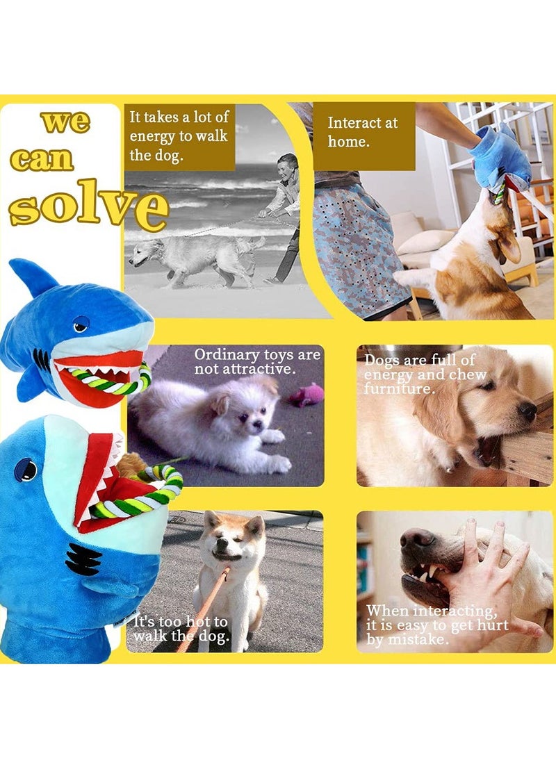 KASTWAVE Squeaky Plush Dog Toy,Funny Stuffed Dog Rope Toy for Small Medium Dogs,Cute Puppy Teething Chew Toy for Interactive Training,Durable Dog Tug Toy for Boredom and Stress,Soft Shark Pet Toy with Squeaker - Image 3