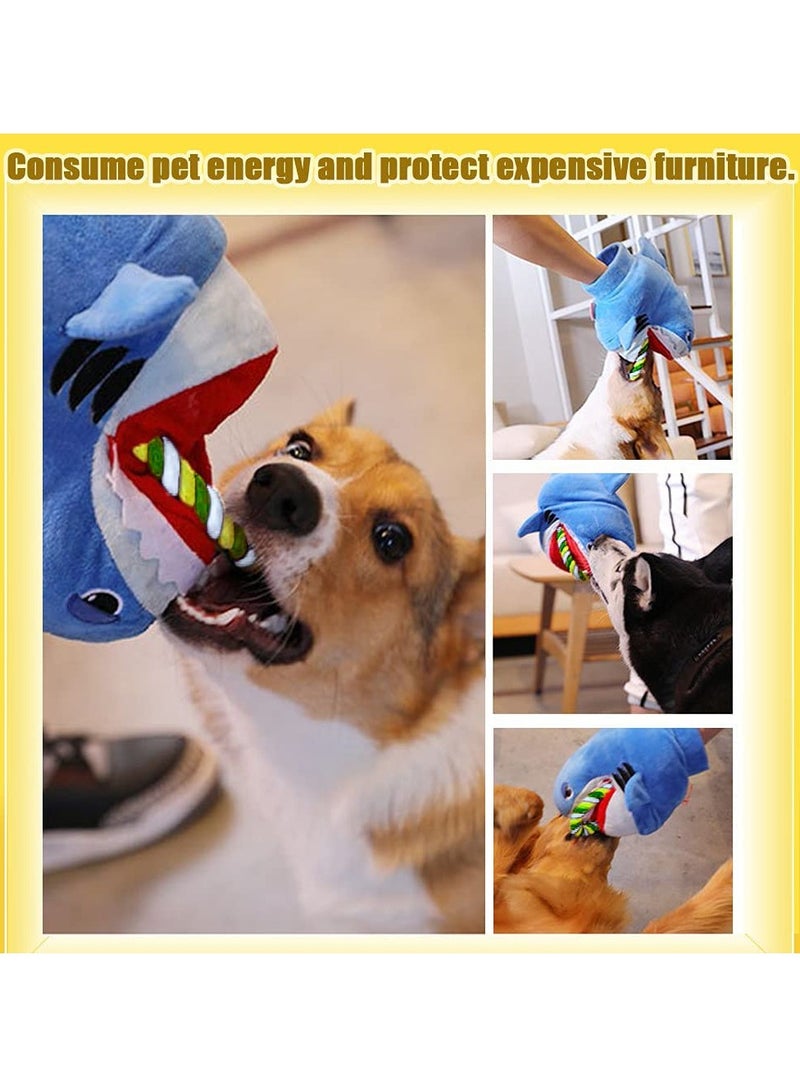 KASTWAVE Squeaky Plush Dog Toy,Funny Stuffed Dog Rope Toy for Small Medium Dogs,Cute Puppy Teething Chew Toy for Interactive Training,Durable Dog Tug Toy for Boredom and Stress,Soft Shark Pet Toy with Squeaker - Image 4