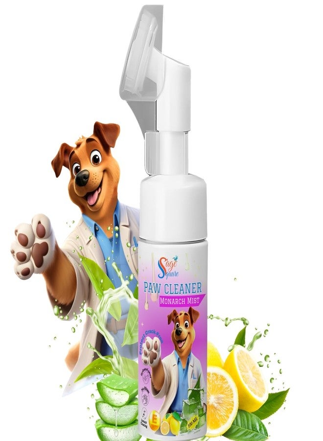 Sage Square Dog Paw Cleaner Monarch Mist: Effortless Paw Cleaning, Hygienic | Convenient Brush Attachment | Easy Cleaning During Bath, Grooming, Dry Bath, Walk & Everyday Use | Dog, Cat, Puppy | 100ml - Image 1