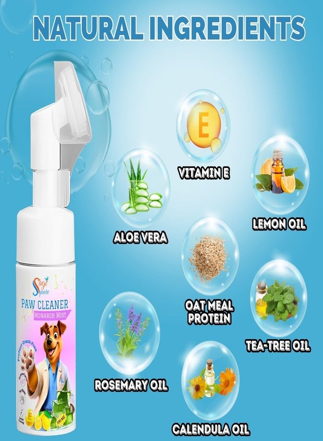 Sage Square Dog Paw Cleaner Monarch Mist: Effortless Paw Cleaning, Hygienic | Convenient Brush Attachment | Easy Cleaning During Bath, Grooming, Dry Bath, Walk & Everyday Use | Dog, Cat, Puppy | 100ml - Image 3