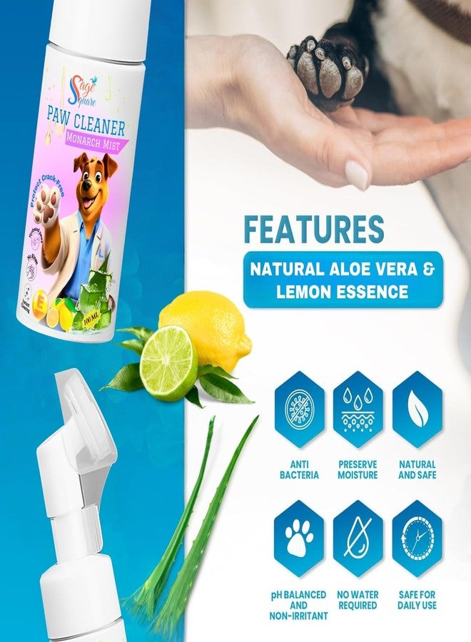 Sage Square Dog Paw Cleaner Monarch Mist: Effortless Paw Cleaning, Hygienic | Convenient Brush Attachment | Easy Cleaning During Bath, Grooming, Dry Bath, Walk & Everyday Use | Dog, Cat, Puppy | 100ml - Image 2