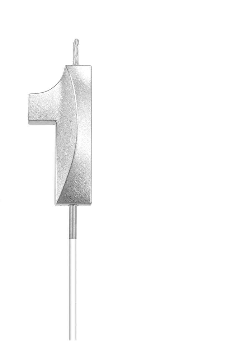 Home zone Silver Number Candles For Happy Birthday Cake and Party Number 1  - Image 1