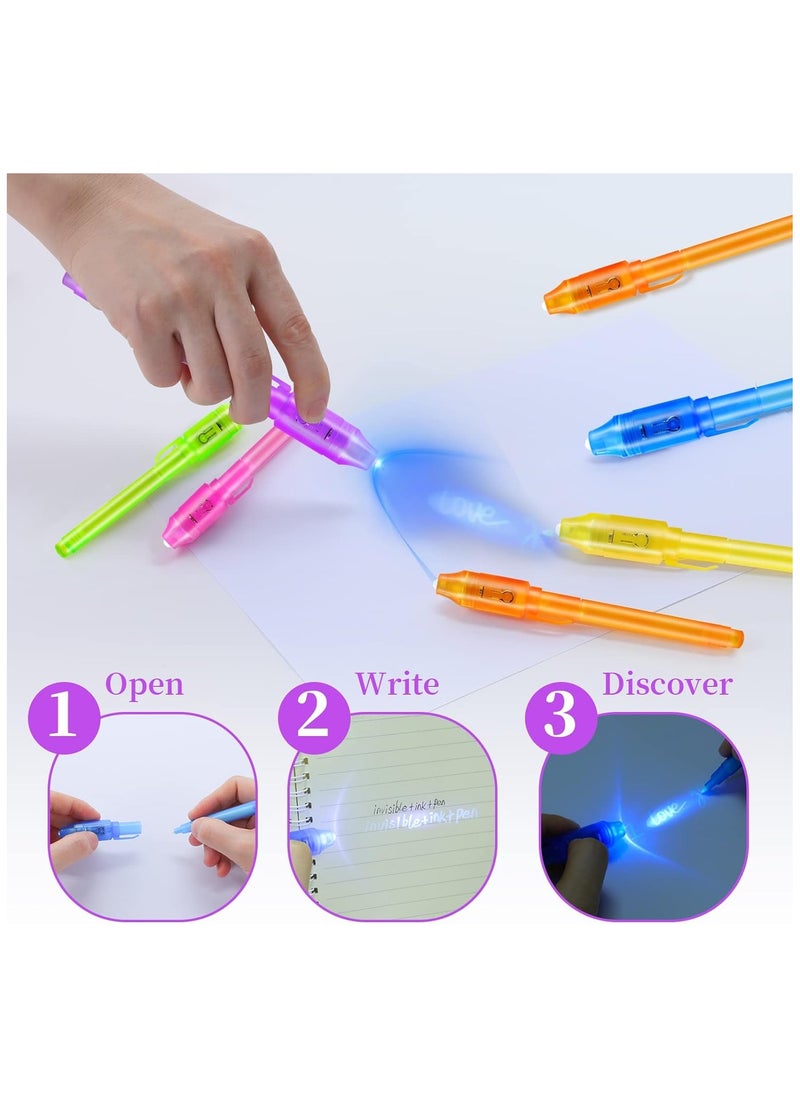 Invisible Ink Pen with UV Light 6 Colors Disappearing Marker for Fun Messages and Kids Party Activities