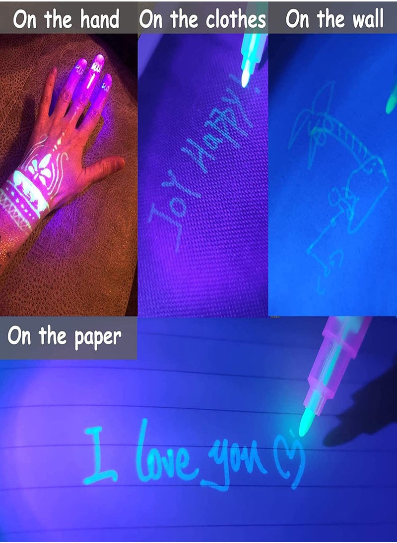 Invisible Ink Pen with UV Light 6 Colors Disappearing Marker for Fun Messages and Kids Party Activities