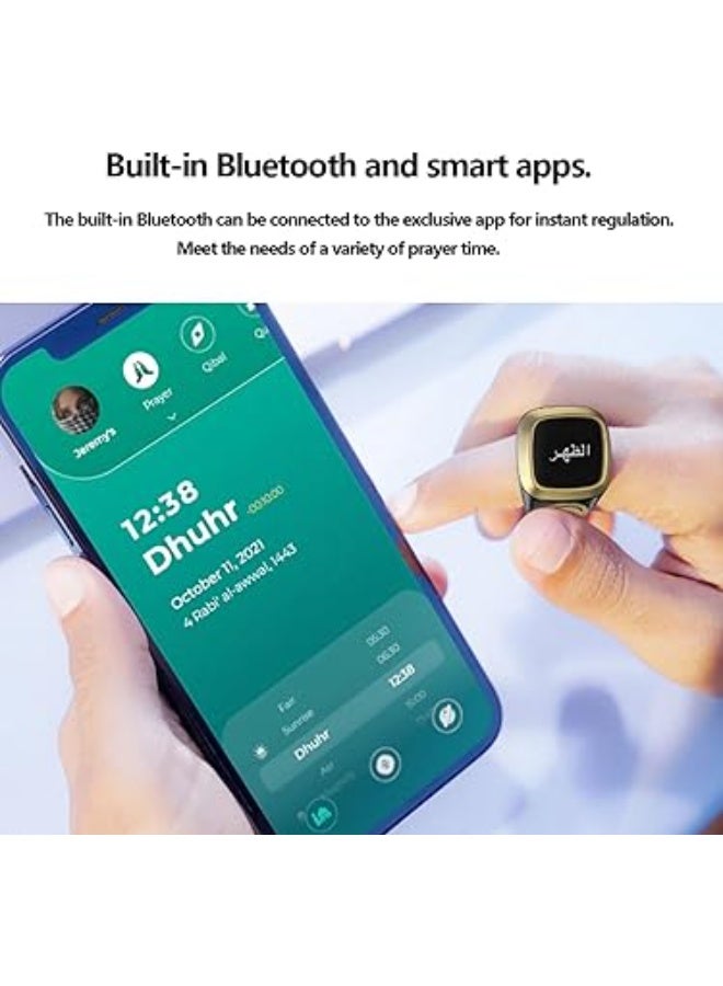 خاتم تسبيح رقمي للمسلمين، عداد تسبيح للذكر يتصل بالتطبيق، مقاوم للماء IP68، تحكم عبر تطبيق إيكيبلا، تذكير بالصلاة، خاتم سيليكون متين ومريح لجميع الهواتف الذكية، أسود، مقاس 20 ملم - Image 5