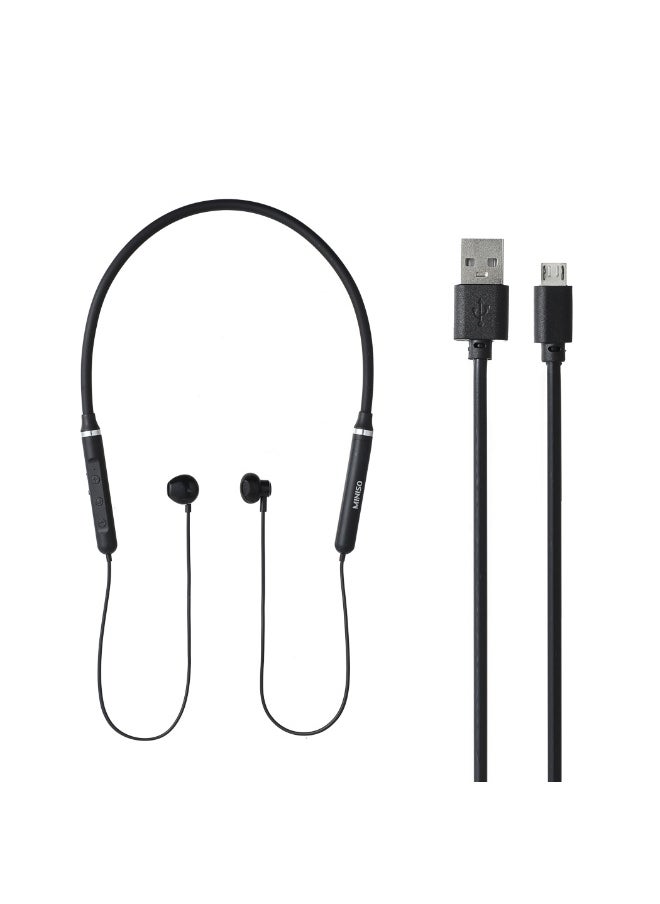 Miniso Fashion Neck-Hanging Wireless Earphones with Stereo Sound  Model: R06(Black) 