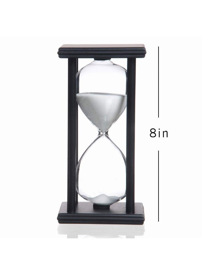 SAMLONG Hourglass 60 Minutes White Sand Timer, Black Wooden Frame sandglass - Image 2