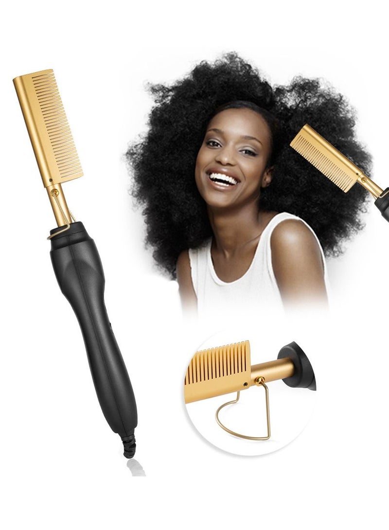 DubaiGallery مكواة فرد الشعر، مشط تجعيد الشعر الساخن، للشعر الجاف والمبلل، استخدمي مكواة تجعيد الشعر الكهربائية، مشط ساخن احترافي - Image 1