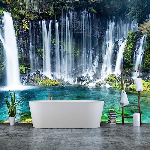 WFBHUAWall Mural Waterfall Green Nature Lake Landscape Wallpaper Decor for Bathroom Living Room BedroomNot Peel and Stick - Image 3