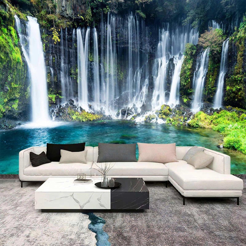 WFBHUAWall Mural Waterfall Green Nature Lake Landscape Wallpaper Decor for Bathroom Living Room BedroomNot Peel and Stick - Image 2