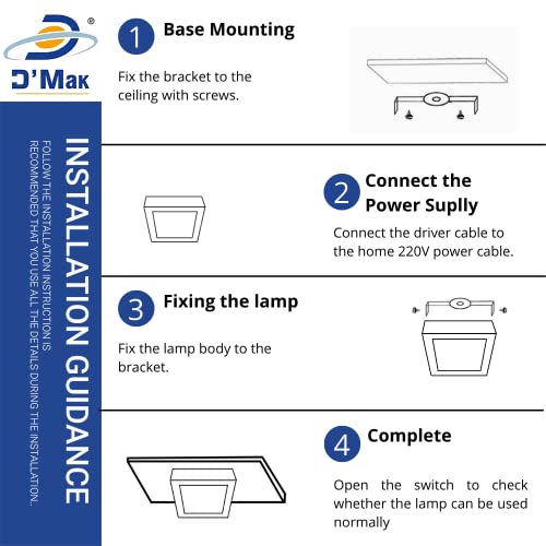 D'Mak D’Mak 30 Watt White LED Panel Ceiling Light, Aluminium Metal Powder Coated, Surface Mounted LED Light with Driver, Square, Modern Lights for Living Room, Bedroom and Hall (Pack of 1) - Image 5