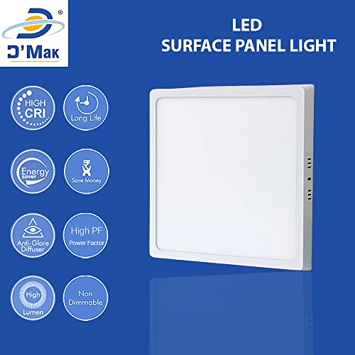 D'Mak D’Mak 30 Watt White LED Panel Ceiling Light, Aluminium Metal Powder Coated, Surface Mounted LED Light with Driver, Square, Modern Lights for Living Room, Bedroom and Hall (Pack of 1) - Image 3