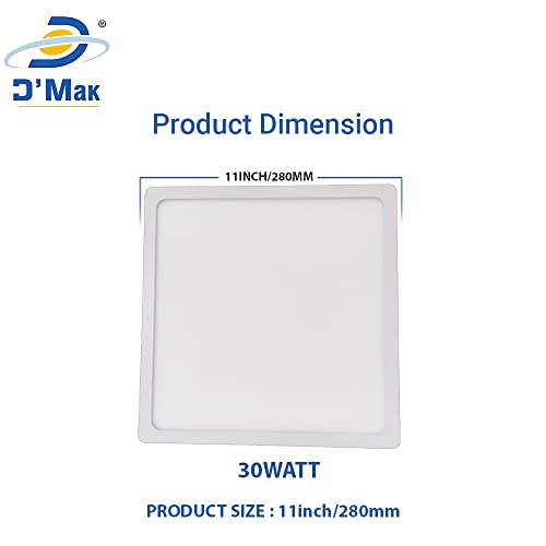 D'Mak D’Mak 30 Watt White LED Panel Ceiling Light, Aluminium Metal Powder Coated, Surface Mounted LED Light with Driver, Square, Modern Lights for Living Room, Bedroom and Hall (Pack of 1) - Image 4