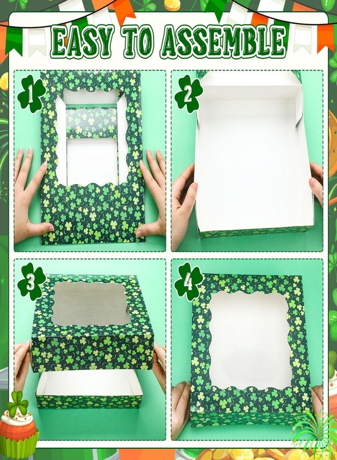 Noveread 12 Pcs St. Patrick's Day Treat Boxes with Window Shamrock Printed Candy Cookie Boxes Cardboard Donut Containers Cake Pastry Pies Muffins Irish Party(9.8 x 9.8 x 2.5 Inch) - Image 5