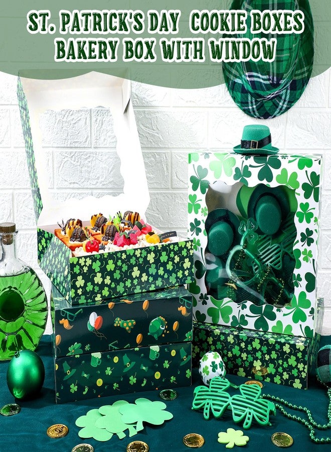 Noveread 12 Pcs St. Patrick's Day Treat Boxes with Window Shamrock Printed Candy Cookie Boxes Cardboard Donut Containers Cake Pastry Pies Muffins Irish Party(9.8 x 9.8 x 2.5 Inch) - Image 3