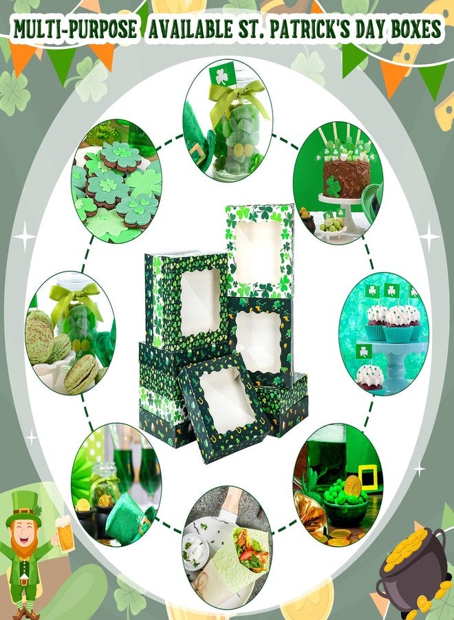 Noveread 12 Pcs St. Patrick's Day Treat Boxes with Window Shamrock Printed Candy Cookie Boxes Cardboard Donut Containers Cake Pastry Pies Muffins Irish Party(9.8 x 9.8 x 2.5 Inch) - Image 4