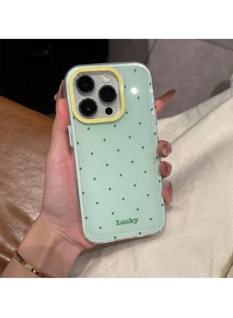 NIBEMINENT Korean Red Wave Point Protective TPU Case Cover For iPhone 15 Plus, Mint Green