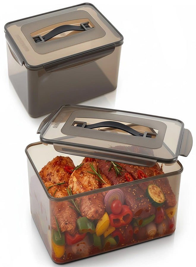 NIMBLOOM 2 Pcs Food Storage Container Set with Handle, Includes 8.5L/2.2 Gal and 12.5L/3.3 Gal Marinating Container with Lid, Food-Safe Plastic Keeper for Kitchen, Fridge, Party Use - Image 1