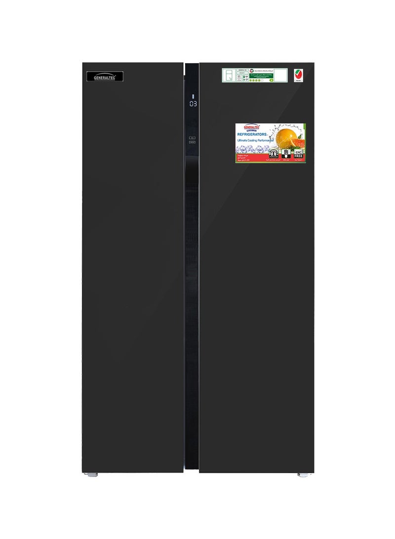 GENERALTEC Generaltec French Glass Door Refrigerator – Model GR860BGSB 490L Capacity | No Frost Technology | Energy Saving Eco-Friendly | 5-Year Compressor Warranty | Black Glass Finishig  - Image 1