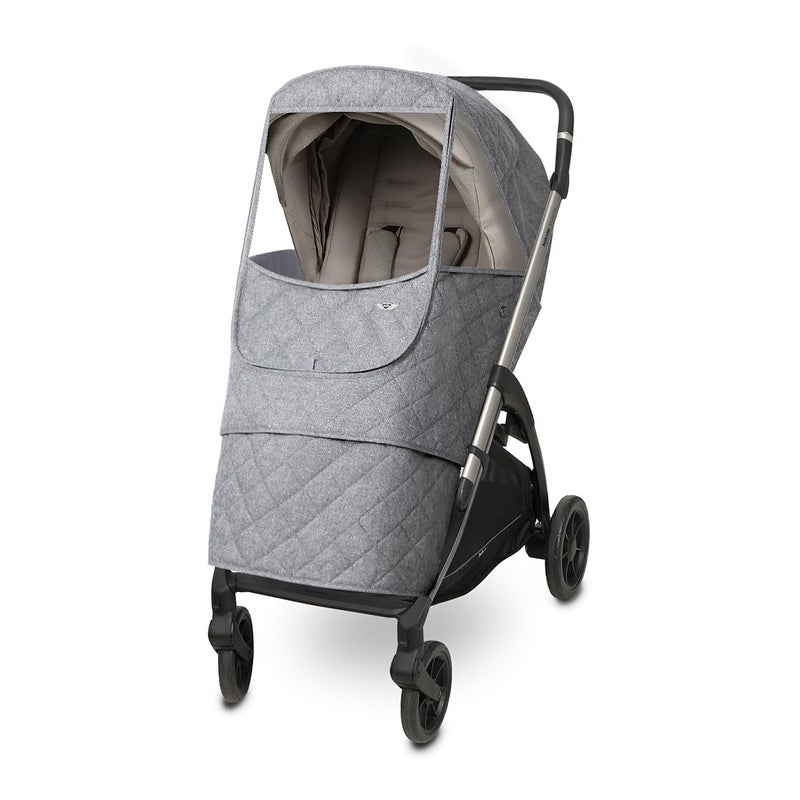 Manito Melange Padded Universal Stroller Weather Shield Insulated WaterRepellent Thermal Protection for Rain Snow Wind Cold Fall Winter Forward and Rear Facing Compatible Black Grey - Image 2