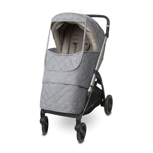 Manito Melange Padded Universal Stroller Weather Shield Insulated WaterRepellent Thermal Protection for Rain Snow Wind Cold Fall Winter Forward and Rear Facing Compatible Black Grey - Image 1