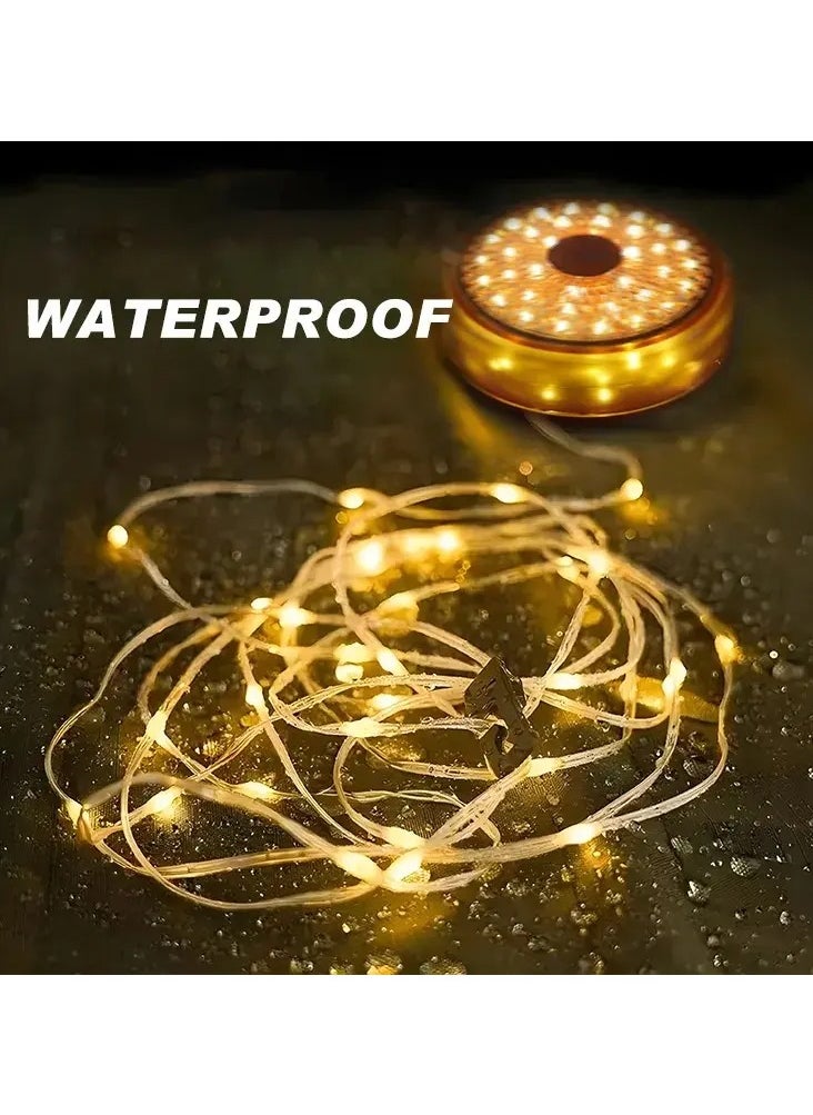 Generic - 2 in 1 Camping String Lights Outdoor Lights with 8 Lighting Modes RGB USB Charging Rechargeable Camping Lantern for Patio 10m - Image 1