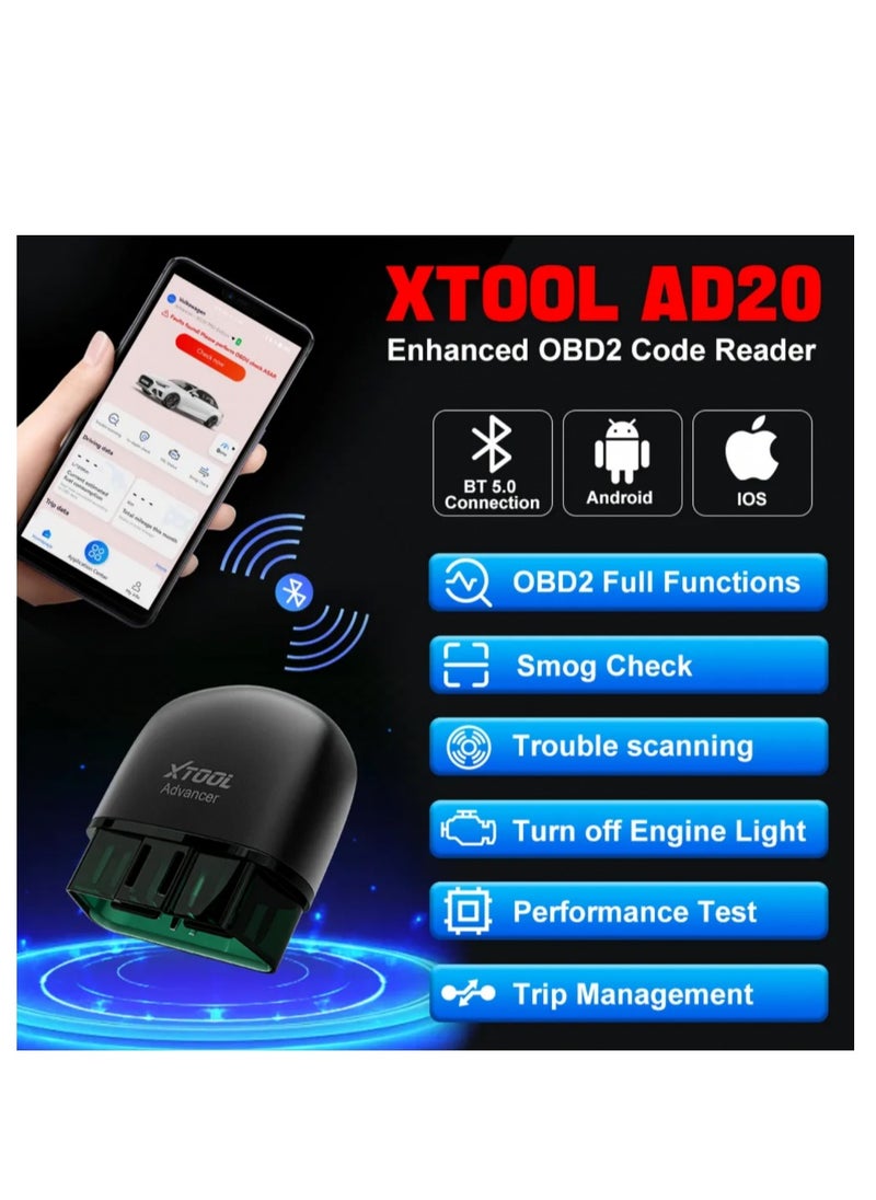 أداة اكس  - ماسح ضوئي XTOOL AD20 Pro OBD2 للآيفون والأندرويد: 2024 أحدث أداة فحص تشخيصية لاسلكية OBD2 لجميع السيارات مع تشخيص كامل للنظام - Image 1