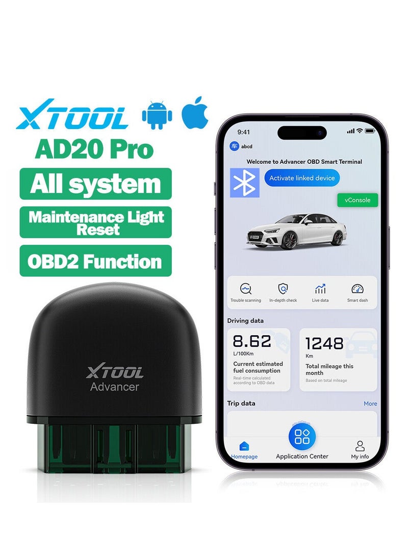 أداة اكس  - ماسح ضوئي XTOOL AD20 Pro OBD2 للآيفون والأندرويد: 2024 أحدث أداة فحص تشخيصية لاسلكية OBD2 لجميع السيارات مع تشخيص كامل للنظام - Image 1